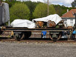 Mitte April 2024 war dieser Flachwagen im Eisenbahnmuseum Bochum abgestellt.
