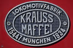 Typenschild der 1934 gebauten Diesellokomotive Köf 4714.