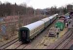 Blick auf zahlreiche Personenwagen im Eisenbahnmuseum Leipzig-Plagwitz des Verein Eisenbahnmuseum Bayerischer Bahnhof zu Leipzig e.V. Aufgenommen von der Brücke nahe Kurt-Kresse-Straße während der 21. Leipziger Eisenbahntage. [24.3.2018 | 12:32 Uhr]