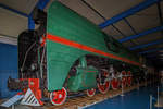 Die 5,20 Meter hohe russische P36 0123 ausgestellt im Eisenbahn &  Technik Museum Rügen in Prora.