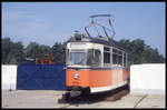 Als Kassen Häuschen für das Museum in Prora diente am 10.9.1995 diese ehemalige DDR Tram.