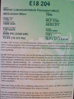  Datenschild  der E18 204