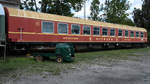 Ein MITROPA-Speisewagen Mitte August 2018 im Eisenbahnmuseum Weimar.