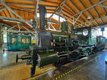 Die Schnellzugdampflokomotive Bayerische B IX  1000  aus dem Jahr 1874 ist in der Lokwelt Freilassing ausgestellt.