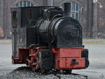 Eine Dampflokomotive  1  der Klöcknerwerke, abgestellt auf dem Museumsgelände der Henrichshütte.