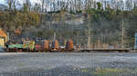Die Dampflokomotive EBV 12 des Eschweiler Bergwerksvereines ist zusammen mit zwei Flachwagen auf dem Museumsgelände der Henrichshütte  neu arrangiert  worden. (Hattingen, Februar 2021)