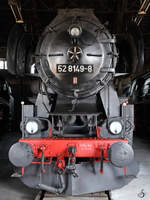 Die Dampflokomotive 52 8149-8 Anfang April 2018 im Sächsischen Eisenbahnmuseum Chemnitz-Hilbersdorf.