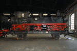 Die Schmalspur-Dampflokomotive 99 566 wurde auf einem Flachwagen präsentiert.