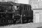 Betriebsszene nachgestellt: Lokpflege muss sein - so auch bei 50 3628 im Bw Chemnitz-Hilbersdorf, 12.03.2022