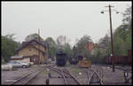 Blick am 6.6.1991 vom Lokschuppen aus auf das Bahngelände und die Gleisanlagen des Bahnhof Oberrittersgrün.