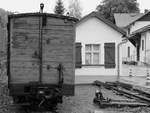 Ein gedeckter Güterwagen im sächsischen Schmalspurbahnmuseum Rittersgrün.