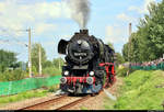 52 8177-9 der Dampflokfreunde Berlin e.V. zeigt sich den Fotografen bei der Lokparade des 28. Heizhausfests im Sächsischen Eisenbahnmuseum Chemnitz-Hilbersdorf (SEM).
[25.8.2019 | 15:22 Uhr]