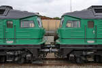 Nase an Nase - 232 704-7 & 232 413-5 von European Loco auf dem Gelände des sächsischen Eisenbahnmuseums in Chemnitz-Hilbersdorf. (September 2020)