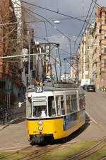 GT4 auf der Oldtimerlinie 23 Ruhbank-Straßenbahnmuseum am 30.01.2022 zwischen Eugensplatz und Olgaeck.