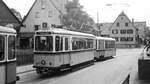 SSB Stuttgart__Große Straßenbahnrundfahrt im Juni 1980 des SMS (Straßenbahnmueum Stuttgart). Im Bild: Tw 851 + Bw 1390 in der Echterdinger Schleife.__22-06-1980