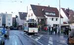 SSB Stuttgart__Umzug der SHB Museumswagen aus der Wagenhalle Zuffenhausen ins Straßenbahnmuseum Cannstatt. Tw 222 [HK 1904] verläßt die Endschleife Stammheim zur Fahrt nach Bad Cannstatt.__09-12-2007