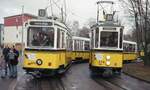 SSB Stuttgart__Umzug der SHB Museumswagen aus der Wagenhalle Zuffenhausen ins Straßenbahnmuseum Cannstatt. GS 851 und Tw 276 jeweils mit 1300er-Bw in der Endschleife Stammheim.__09-12-2007