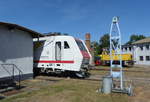 Bombardier 128 001-5 am 01.08.2020 beim Sommerfest des Thüringer Eisenbahnvereins in Weimar.