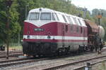 118 776, eine sechsachsige V 180 mit st�rkeren Motoren, abgestellt beim Verein S�chsischer Eisenbahnfreunde Schwarzenberg, fotografiert zum Tag der Schiene 20.09.2026.