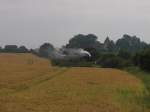 Dampflok 1916 (Angelner Dampfeisenbahn) mit Dampfzug zwischen  Kappeln und Sderbrarup bei Rabenkirchen am 24-6-2007.