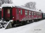 DSB-Personenwagen bei der Angelner Dampfeisenbahn am 13.02.2010 in Kappeln.