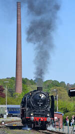Mit der 1927 bei der Berliner Maschinenbau AG (BMAG) gebauten Dampflokomotive 01 066 wurden Ende April 2025 im Eisenbahnmuseum Bochum Führerstandsmitfahrten angeboten.