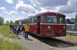 02.06.12 , Berlin, Wilhelmsruher Damm, VT 95 der BEF mit Beiwagen setzt hier ein fr eine Sonderfahrt nach Basdorf zum Jubilumsfest  111 Jahre NEB 