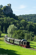 V36 mit der vorletzten Fahrt des Tages in Forchheim am 07.08.2016