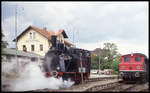 Ebermannstadt am 26.9.1993: Hanomag Tenderlok Behringersmühle rangiert im Bahnhof