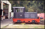 DHEF Diesellok 7 von Orenstein & Koppel, Nr. 25394, steht hier am 2.10.1993 vor dem neuen Lokschuppen in Harpstedt.