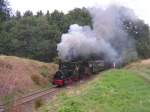 Nur gemeinsam und mit imposanter Rauch- und Geruschentwicklung knnen die Lokomotiven  Franzburg  und  Hoya  diese Steigung bewltigen!