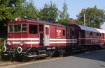 E 22 der Extertalbahn, abfahrbereit mit dem Heckeneilzug nach Dörentrup in Bösingfeld, 28.8.16.