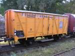 Der Homann G�terwagen der Osnabr�cker Dampflokfreunde im Zechenbahnhof Piesberg.