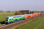 Ersatzverkehr Expresskreuz Bremen/Niedersachsen. Ein DB Regio Dosto Wagenpark wird von der angemieteten SRI Railinvest 146 522-8 geschoben. Lemförde/Marl. 22.3.26