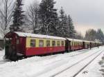 Der Wagenpark der HSB 8920 von Nordhausen Nord zum Brocken, am 29.03.2013 in Drei Annen Hohne.