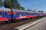 Am 9.8.14 in Neustrelitz Hbf: Ein  Sitzwagen Bauart Halberstadt, UIC-Typ Z, bei der DR als Bm bezeichnet, nach 1990 Bom.