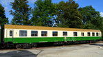 Halbgepäckwagen D-PRESS 55 80 82-070-4 DBomsb der Eisenbahn-Bau- und Betriebsgesellschaft Pressnitztalbahn mbH im BW Glauchau 30.07.2016