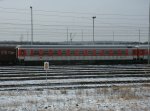 Ein Liegewagen,von DB Autozug,abgestellt am 26.Januar 2013 in Mukran.