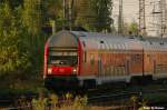 Regionalexpress RE7 aus Wnsdorf-Waldstadt kurz vor der Einfahrt in Dessau Hbf. Der Steuerwagen ist ein DABbuzfa 760 (25.04.2009)