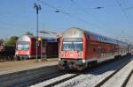 LÜBBENAU/Spreewald (Landkreis Oberspreewald-Lausitz), 23.09.2010, links RB14 von Senftenberg (fährt als RE2 nach Cottbus) und rechts RE2 von Cottbus (fährt als RB14 nach Senftenberg); dies eine Folge der Gleisarbeiten zwischen Lübbenau und Königs Wusterhausen