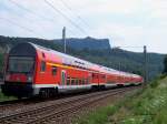 Wendezug S-Bahn in der Schsischen Schweiz bei Rathen (18.07.03)  