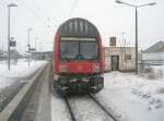 Hier ein RE3 von Stralsund nach Elsterwerda, dieser Zug stand am 15.1.2010 in Angerm�nde.