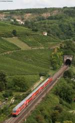 RE 31012 nach Offenburg mit Schublok 146 238-1 am Isteiner Klotz 14.8.08