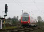 RE 10429  Wupper-Express  mit Schublok 111 157 bei der Durchfahrt an km 28.2; 24.2.2009