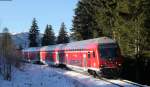 RB 26934 (Seebrugg-Freiburg(Brsg) Hbf) mit Schublok 143 145-1 bei Bärental 31.12.13