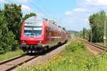 RB 17214 aus Freiberg(Sachs) am 31.05.2014 fährt in den Hp Zwickau-Pölbitz ein, Schublok ist die 143 087-5.