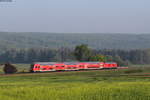 RE 22304 (Ulm Hbf-Sigmaringen) mit Schublok 245 037-7 bei Allmendingen 17.5.19