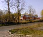 RE 92093 nach Cottbus am 12.04 durch Bestensee sausend.