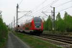 Der letzte Zug auf der Tour von Hannes und mir am 1.Mai war dieser leere RE 1, welcher von Berlin Richtung Cottbus unterwegs war und gerade aus Knigs Wusterhausen ausfhrt.
