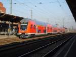 Regionalexpress mit  Taufname August Hermann Franke am 01.03.2011 in Stendal geschoben von 112 169.

